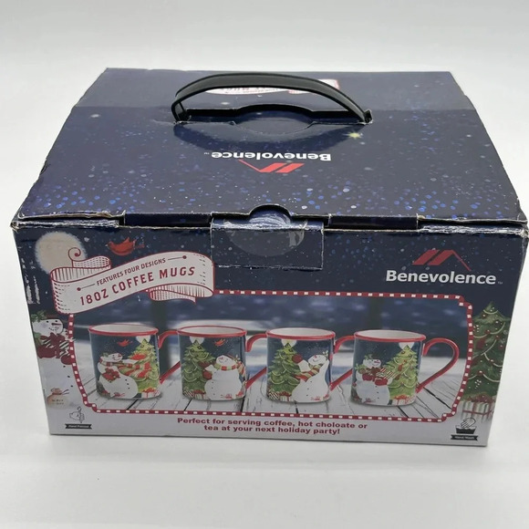 Holiday Snowman - Christmas Coffee Cups 4 Pack 18oz - Picture 4 of 6